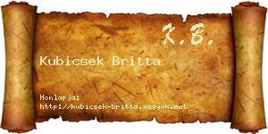 Kubicsek Britta névjegykártya